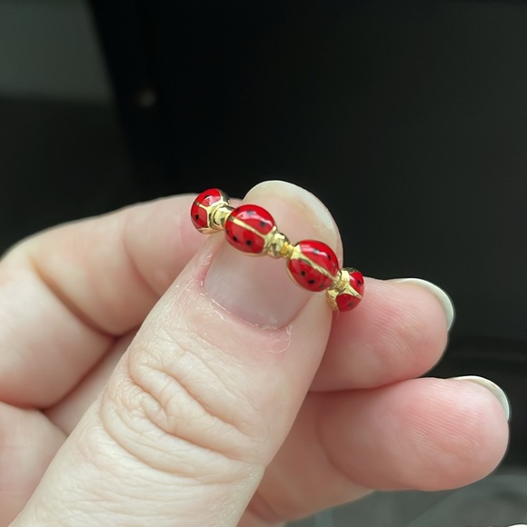 18k gold Aaron Basha enameled ladybug ring - Picture 3 of 4